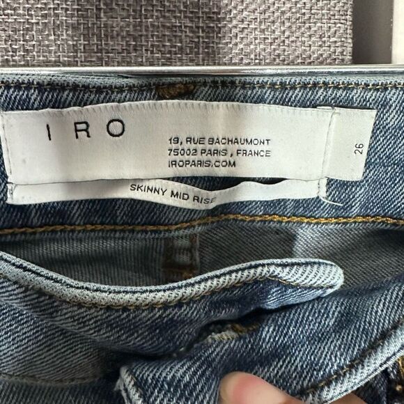 IRO Skinny Mid Rise Jeans Raw Hem Size 26 - Picture 4 of 9